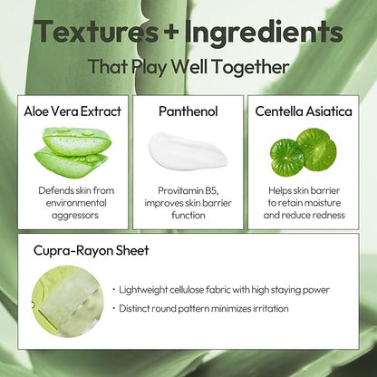 LAPCOS Aloe Sheet Mask, Daily Face Mask with Cucumber and Aloe Gel to Calm and Moisturize Skin, Korean Beauty Favorite, 5-Pack