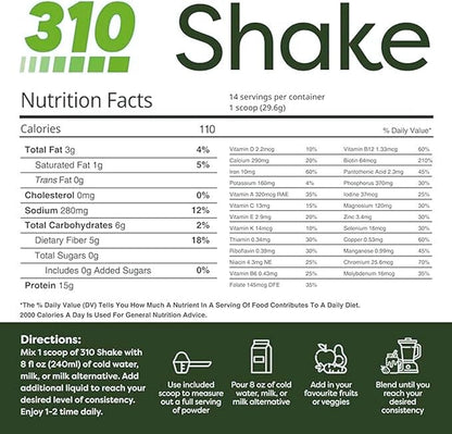 310 Nutrition All-In-One Meal Replacement Shake Powder - Plant-Based Protein Smoothie Blend w/High Fiber, Probiotics & Adaptogens - Low Carb, Vegan, Keto & Paleo Friendly - Gingerbread - 14 Srv