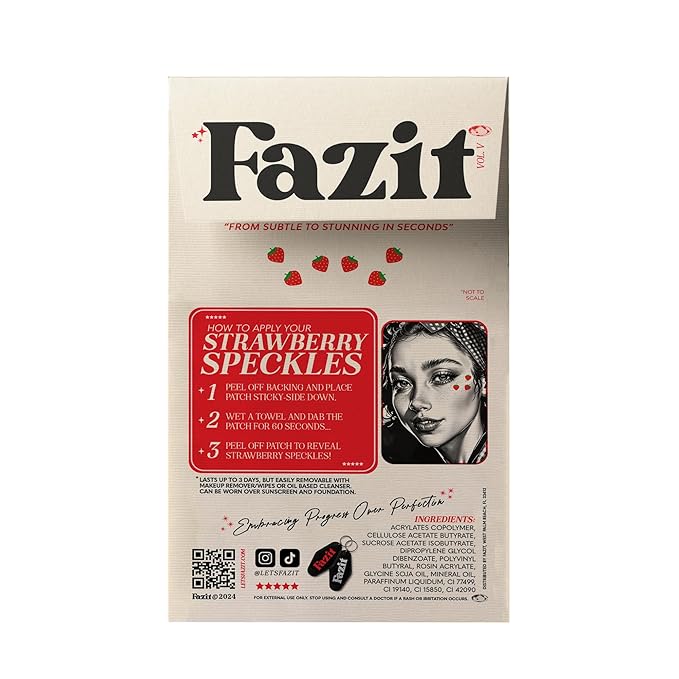Fazit Makeup Patches - Face Makeup Patches - Beauty Face Makeup - Strawberry Speckles - Waterproof Strawberry Speckles - Temporary Face Strawberry Speckles For Women - 6 count
