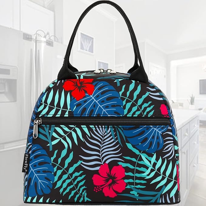 FlowFly Insulated Lunch Cooler Bag - Tote Bag Organizer for Women/Men, Leaf