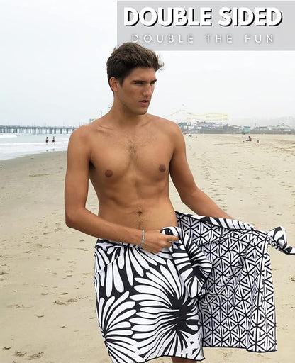 ECCOSOPHY Microfiber Beach Towel - Sand Free Towels are Quick Dry, Light Weight, Super Absorbent - Perfect Pool, Travel, Cruise, Camping Essentials - Oversized Extra Large for Adults 71x35 in