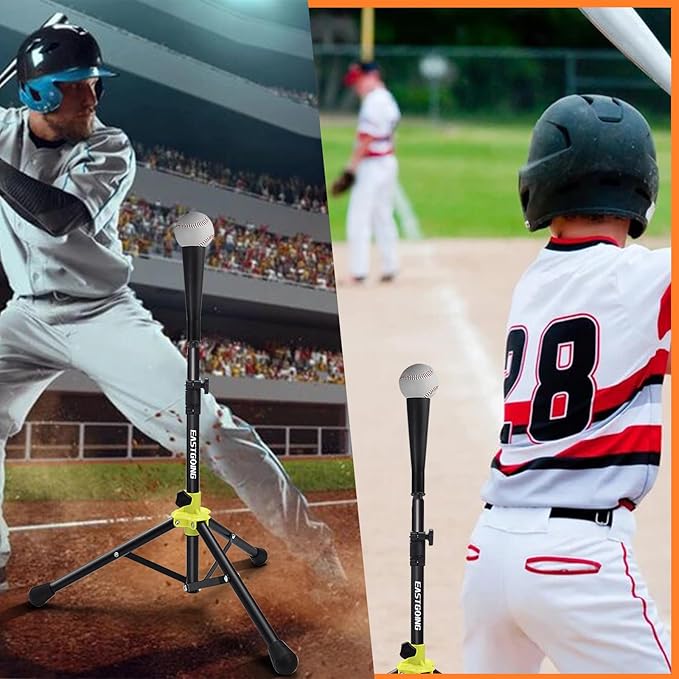 Eastgoing Heavy Duty Baseball and Softball Portable Travel Batting Tee.Adjustable Height|Portable|Collapsible. Baseball Hitting Tee for Any Age Player Practice