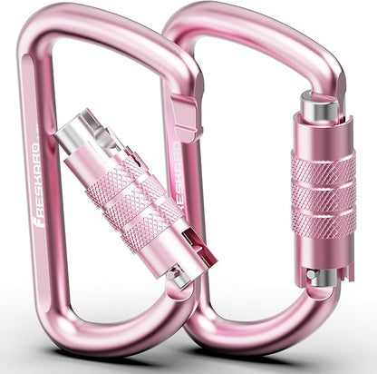 FresKaro 3inch 12kN-2698lbs Auto Locking Carabiner Clips, Solid D Shape, Heavy Duty 7075 Aluminum, Lightweight 1.09oz, Rust Proof, for Hammock, Hiking, Dog Leash, Keychain etc., Multi-Colors