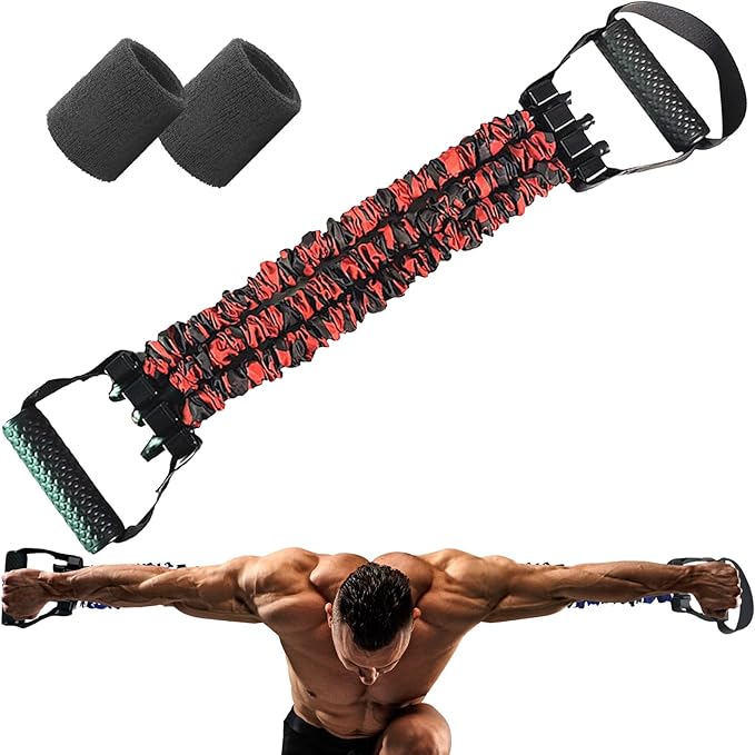 Natural Latex 3-Hole Resistance Stretcher, 2025 New Chest Expander Stretch Bands for Men, High Elasticity & Tear Resistant Exercise Bands with Handles, Full-Body Basic Training