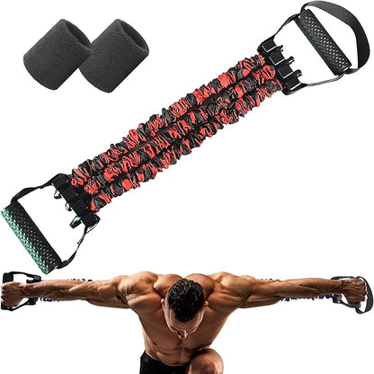 Natural Latex 3-Hole Resistance Stretcher, 2025 New Chest Expander Stretch Bands for Men, High Elasticity & Tear Resistant Exercise Bands with Handles, Full-Body Basic Training