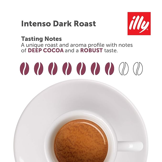 illy Ground Coffee Moka - 100% Arabica Flavored Coffee Ground - Rich Aromatic Coffee Grounds Profile – Intenso Dark Roast – Warm Notes of Cocoa & Dried Fruit - No Preservatives – 8.8 Ounce, 6 Pack