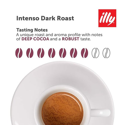 illy Ground Coffee Moka - 100% Arabica Flavored Coffee Ground - Rich Aromatic Coffee Grounds Profile – Intenso Dark Roast – Warm Notes of Cocoa & Dried Fruit - No Preservatives – 8.8 Ounce, 6 Pack
