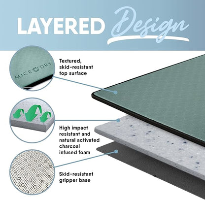 MICRODRY Deluxe Fitness Exercise Yoga Mat for Home & Gym, Extra Thick for High Impact Training, Multi Layered Skid Resistant Surface, Odor Neutralizing with Carrying Strap