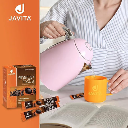 Javita Energy + Focus Instant Coffee Packets, 100% South American Arabica & Robusta Blend, plus Herbs for Clarity, Energy, & Focus, Keto, Dieters Drink, 4 boxes of 24 (4.2g) sticks