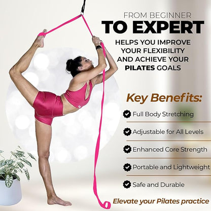 Pilates Stretching Strap with Door Anchor - Flexibility Equipment for Pilates Practitioners - Ideal for Improving Leg Flexibility, Core Stability, and Posture Alignment at Home