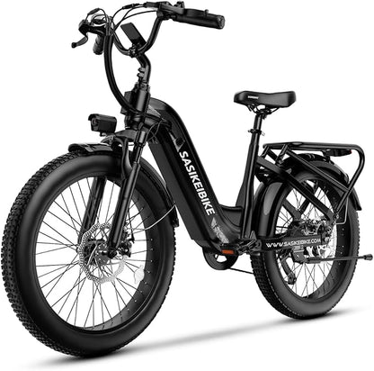 1500W Motor Peak Electric Bike for Adults and Teenagers, 48V 20AH Removable Battery Step Thru EBike, 30+MPH, 80 Miles Max Range, 24" Fat Tire Adult Electric Bicycles for 7 Speed