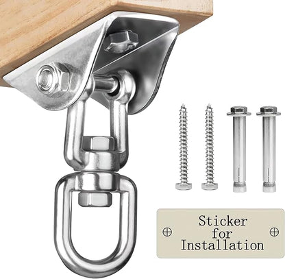 Heavy Duty Swing Hangers for Wooden Sets 2000 LB Capacity Hammock Hanger 360 Swivel Stainless Steel Swing Hardware Accessories 2 Packs for Porch Playground Yoga Heavy Bag