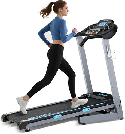 Treadmill with Auto Incline - 300 lb Capacity, 3.0HP Folding Electric Treadmill Up to 8.5 MPH Speed, Running Machine with 17.5" Wide Tread Belt and Bluetooth Speaker for Home Use