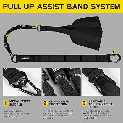 Pull Up Assistance Bands, Adjustable Heavy Duty Resistance Band for Pull Up, 3 Pull Up Bands, Comfortable Fabric Feet/Knee Rest, Assistance Bands for Pull-Up, Home Fitness, Body Stretching