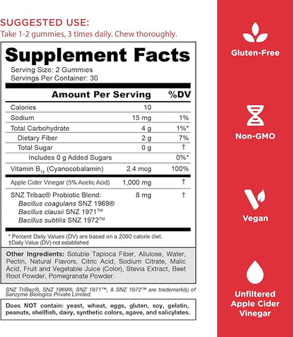 Goli Zero Sugar Apple Cider Vinegar Gummies - Vitamin B12, Probiotics to Address Bloating. No Artificial Sweeteners, No Sugar Alcohols. Vegan, Plant Based, Non-GMO, Gluten-Free & Gelatin Free. (1)