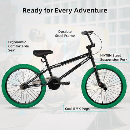 JOYSTAR Brockway Freestyle Kids BMX Bikes 20" 24" Kids Bicycles for 6-14 Years Old Boys Girls and Beginner-Level Riders 2 Pegs Multiple Colors