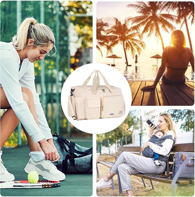 FIORETTO Women's Gym Duffle Bag with Shoes Compartment, 37L Capacity, Ideal for Travel, Gym, Sports, Duffel, Weekender