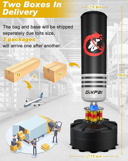 GIKPAL Freestanding Punching Bag with Boxing Gloves, Heavy Boxing Bag with Stand for Adult, Kickboxing Bag for MMA Martial Arts Boxing Traning