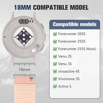 18mm 20mm 22mm Hook and Loop Watch Band Compatible with Garmin Vivoactive 5/ Vivoactive 6/ Vivoactive 3, Soft Nylon Breathable Sport Strap for Venu 2S/ Venu3S/ Forerunner 265s,Venu 3/ Venu 2 Men Women