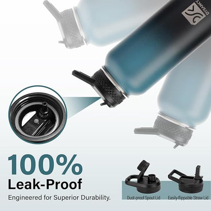 32 oz Insulated Water Bottle | Thickened Stainless Steel Vacuum Metal | Portable Sports Water Jug for Gym and Hiking with Straw, Carrier Bag, Handle Strap | BPA-Free 32 oz