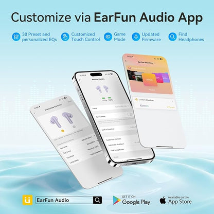 EarFun Air Life Wireless Earbuds, 12mm Driver with Deep Bass, Bluetooth 5.4 in-Ear Earbuds, 4 Mics AI ENC Call, 35H Playtime, 30 Preset EQs Via App, Comfortable Fit, Fast Charging, IPX5, Violet