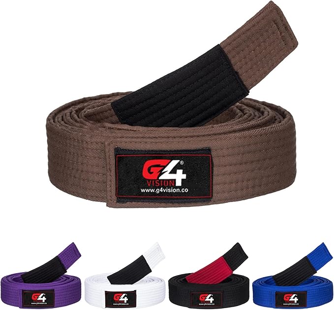 G4 VISION Jiu Jitsu Belt BJJ Belts Brazilian Adult A1 A2 A3 A4 Black Brown Purple Blue White