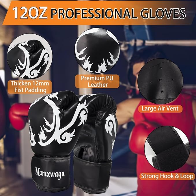4FT Canvas Punching Bag for Adults, 2025 Upgraded Boxing Heavy Bag with 12oz Gloves for Kickboxing Muay Thai Max Load-Bearing 180 Lbs(Unfilled)