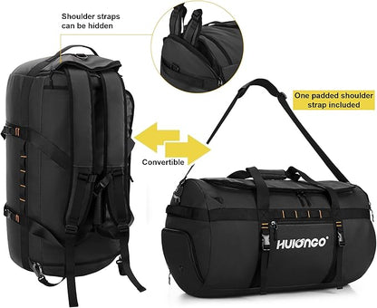 40L/60L/90L Large Waterproof Duffle Bag Backpack for Men, Mens Duffel Backpack Bags for Traveling, Heavy Duty (Black, 40L)