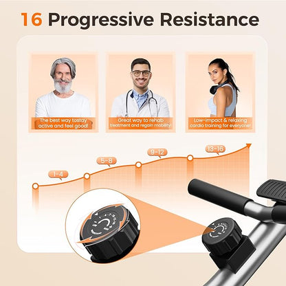 YOSUDA Recumbent Exercise Bike for Home，Magnetic Staionary Bike for Seniors/Adults with Adjustable Seat, 350LB Capacity, 16-level Resistance, LCD Monitor & Pulse Sensors