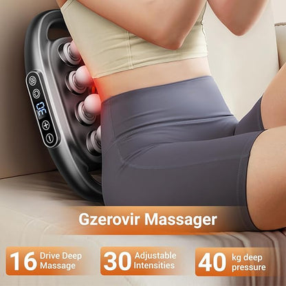 16-Head Massage Gun Set, Massage Gun Deep Tissue Neck Massager with 16 Heads, for Deep Tissue, Back, Shoulders, Legs, Pain Relief (Gray 16 Heads)