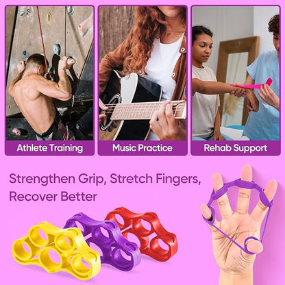 FitBeast Grip Strength Trainer – 6 Pieces Hand Therapy Kit with Finger Extension Exerciser & Stress Balls for Adults, Rehab & Strength Training – for Men, Women, and Seniors