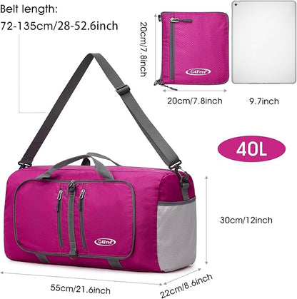 G4Free 40L/65L Foldable Duffel Bag, Water-Repellent Travel Backpack, Lightweight Carry Bag for Overnight Weekender Sports Men Women