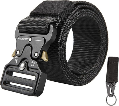 KingMoore Men's Tactical Belt Heavy Duty Webbing Belt Adjustable Military Style Nylon Belts with Metal Buckle
