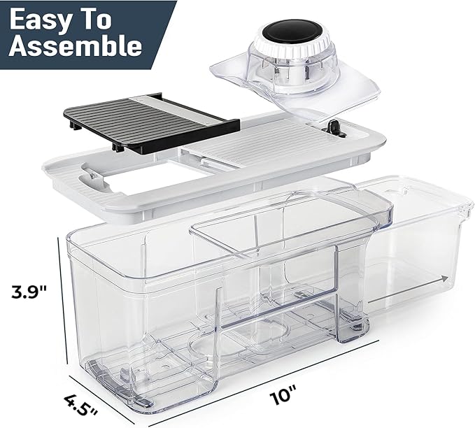 Fullstar All-in-1 Vegetable Chopper and Mandoline Slicer for Kitchen - Cheese Grater, French Fry Cutter, Cheese Slicer - Bonus Handheld Spiralizer Included (6 in 1, Black/White)