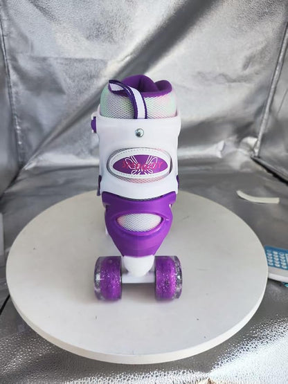 Kids Roller Skates for Girls-Outdoor 4 Size Adjustable Butterfly Quad Rollerskates for Indoor Ages 3-12 Years Beginners Children's Birthday Gift with Light Up Wheels patines para niñas Indoor