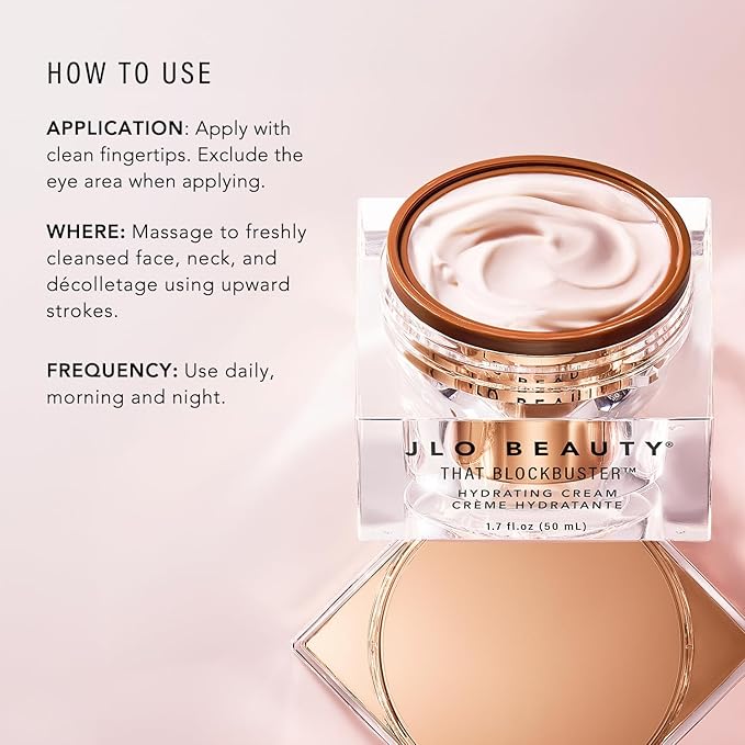 JLO Beauty That Blockbuster Face Moisturizer, Hydrating Hyaluronic Acid Face Cream with Peptides, Plumps, Nourishes, Hydrates, Skin Care to Help Visibly Smooth & Supports Fine Lines & Wrinkles, 1.7 Oz