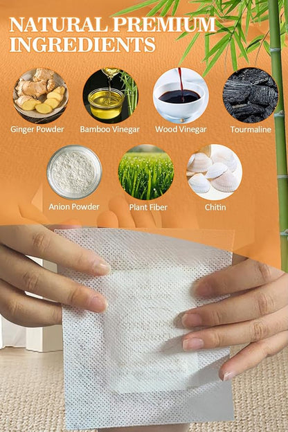 Foot Pads, Ginger FootPads, Natural Ginger Powder Bamboo Vinegar Foot Patches 20 Packs.