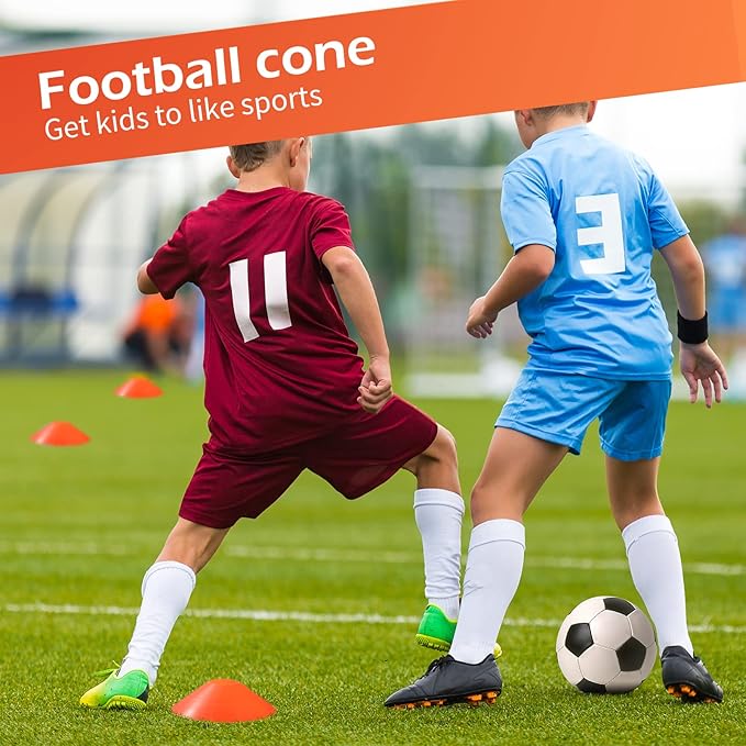 100 Pieces Soccer Cones with Strap Agility Disc 2 Straps