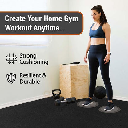 0.56in Thick 48 Sq Ft Exercise Equipment Mats 12 Tiles