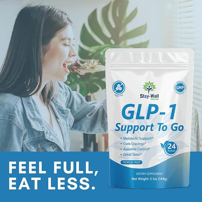 GLP-1 Supplement | Natural GLP-1 Production | GLP 1 Booster Drink Mix to Control Appetite and Cravings | Great Tasting Metabolic Support - Yerba Mate, Garcinia Cambogia, Berberine [Tropical Fruit]