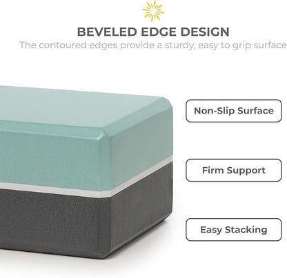 Sunshine Yoga 4" Striped Yoga Block, 6 Pack Bulk EVA Foam Yoga Blocks, Firm and Supportive Yoga Brick, Balance Foam for Stretching, Pilates, and Workout, 4" x 6" x 9"