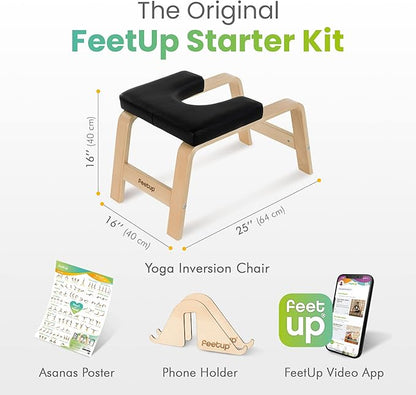 FeetUp - The Original Yoga Headstand Bench, Vegan Handstand Trainer Bench and Stand, Strength Training Inversion Equipment for Relaxation and Strength, Includes App & Starter Kit, #1 Worldwide
