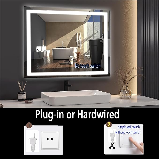 LED Bathroom Mirror with Lights for Wall Mirror 32x24In Vanity