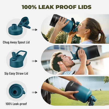 84oz Water Bottle with Straw - Triple Insulated Flask, 48hr Cold Retention Large Water Bottle, Leakproof Water Jug for Gym, Hiking, Camping, Outdoor Sports(2 pack,Mix Color)