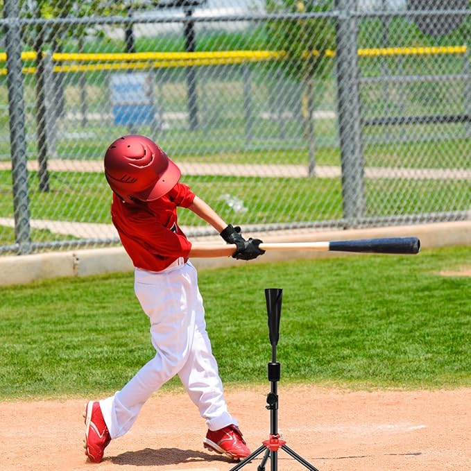 FDLS Baseball Batting tee for Adults and Youth Teens, Portable Tripod Stand Base Tee Easy Adjustable Height 27 to 46 inches for Hitting Training Practice, with Carrying Bag