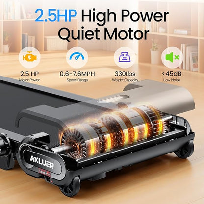 Walking Pad Treadmill with Auto Incline, 6 in 1 Under Desk Treadmill, 6-Level Incline Treadmills, 2.5HP Portable Treadmills for Home with 330LBS Capacity, LED Display, Remote Control