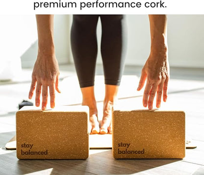 Premium Cork Yoga Blocks - Extra Large Yoga Block 2-Pack or Extra Tall 1-Pack for Inflexible Yogis | Natural, High-Density Cork for Superior Support & Stability | Optional Yoga Strap & Gift Box