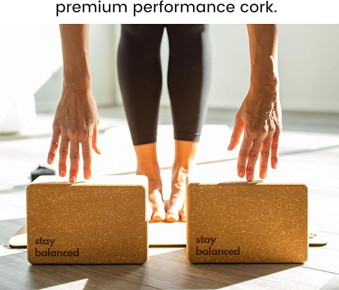 Premium Cork Yoga Blocks - Extra Large Yoga Block 2-Pack or Extra Tall 1-Pack for Inflexible Yogis | Natural, High-Density Cork for Superior Support & Stability | Optional Yoga Strap & Gift Box