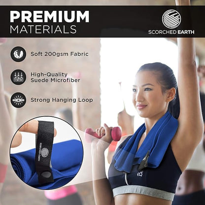 ScorchedEarth Microfiber Travel & Sports Towel Set (Royal Blue) - XL Set (39x70.5 & 12x24)