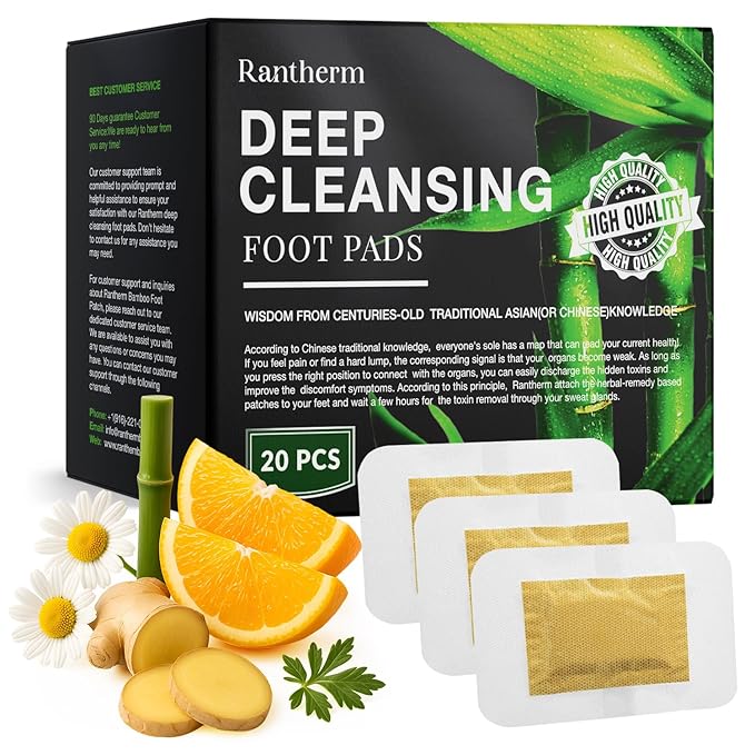 Foot Patches Pads for Deep Cleansing: Feet Patches Bamboo Wood Vinegar Ginger Foot Pads for Promoting Sleeping 20 Packs - 2 Boxes
